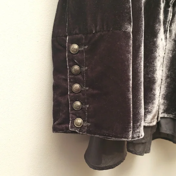 Free People Faye Velvet Jacket Women's Size Extra Small Ebony Military - Picture 7 of 16
